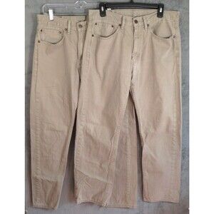 Lot of 2 Levi’s 505 Regular Fit Straight Leg Jeans Mens 34x32 Khaki White Tab
